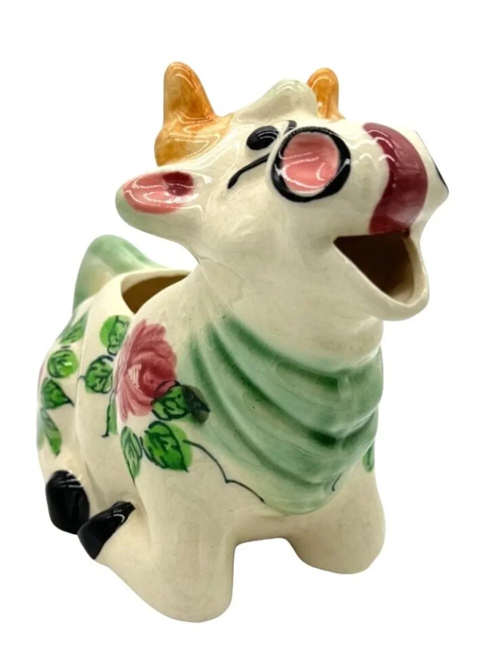 Vtg Kitschy Cow Creamer Hand Painted Milk Coffee 1940s Made in Japan Ceramic